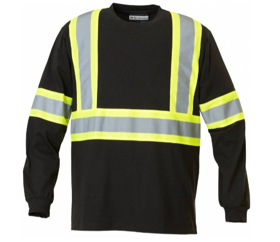 Safety 100% Cotton Long Sleeve T-Shirt with 4" Contrasting Stripes